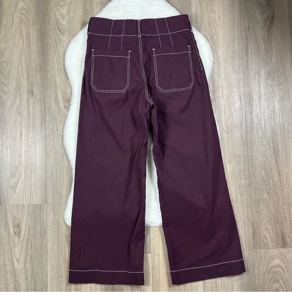 NWOT Maeve The Colette Crop Wide-Leg Pants Contrast-Stitch Edition Anthropologie - Picture 7 of 8